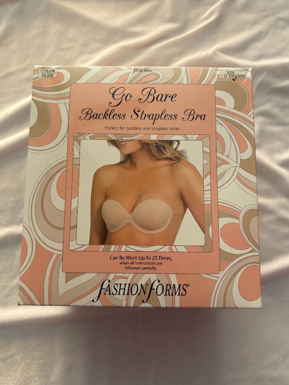 Fashion Forms Go Bare Backless Strapless Bra in Nude, Size DD